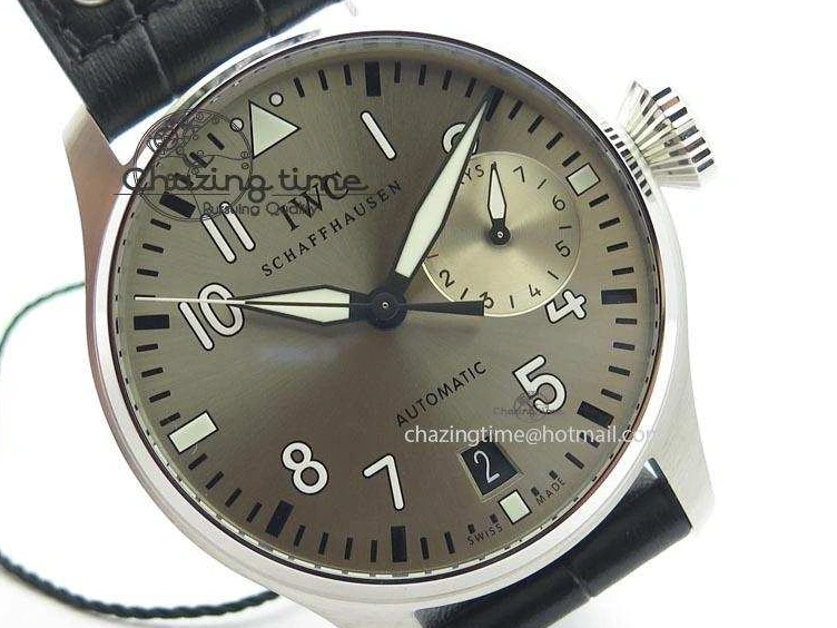 MIROTIME 0318 TimelessDesign Big Pilot Real PR IW500906 ZF 1:1 Best Edition Silver Dial On Black Leather Strap A 7285